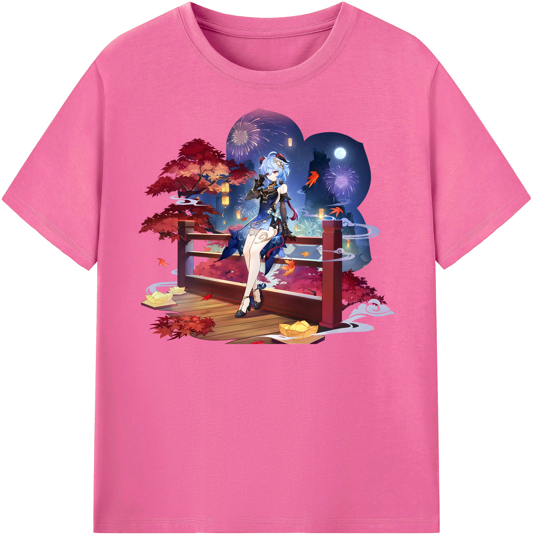 げんし神 甘雨 かんう genshin Ganyu レディースカジュアルプリントTシャツ（綿100％）